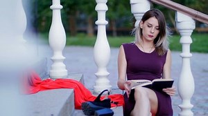Beautiful Girl Reading Book Sitting On Stock Footage Video (100% Royalty-free) 19451047 | Shutterstock