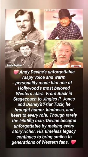 Andy Devine 🤠 | The Voice Every Western Fan Will Never Forget #shorts #viral #story