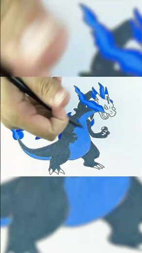 How to Paint Mega Charizard X Coloring Page | Painting for Kids, Toddlers - 4K 60FPS