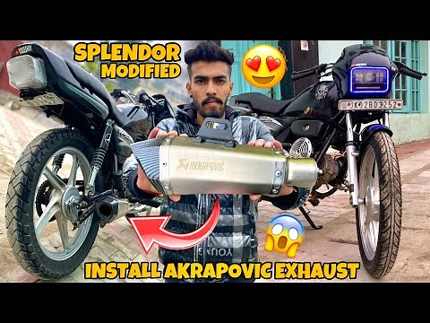 Splendor Modified Silencer | Akrapovic Exhaust Sound | Exhaust Installation Bike | Yogesh 01