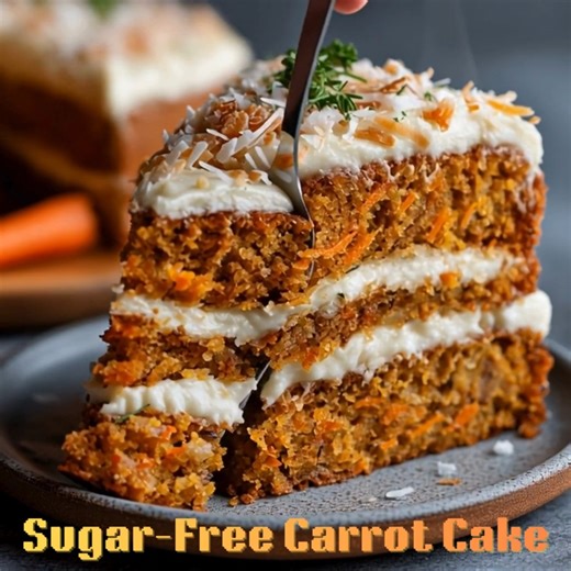 🥕 Sugar-Free Carrot Cake Moist, spiced, and layered with creamy frosting — this sugar-free carrot cake tastes just like the classic! 📝 Ingredients Cake: 1 ½ cups almond flour ½ cup coconut flour 1 tsp baking powder ½ tsp baking soda 1 tsp cinnamon ¼ tsp nutmeg ¼ tsp salt 4 large eggs ½ cup butter, melted ¾ cup granulated monk fruit sweetener 1 tsp vanilla extract 1 ½ cups finely grated carrots ¼ cup unsweetened shredded coconut (optional) Cream Cheese Frosting: 8 oz cream cheese, softened ¼ cu