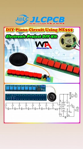 Diy Piano Circuit using NE555 Timer Ic... #jlcpcb #piano #pianocircuit #electronicproject #electronicsprojects #electronica #electronic #electronics #electrical #diyproject #diy #handmade #studytok #foryou #fyp #viral #waelectronics