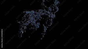 Water splash from bottom of screen in Slow motion. Alpha channel mask included. 4K