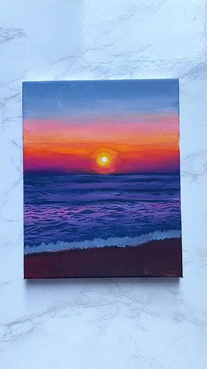 Sunset Sea Acrylic Painting: Easy Canvas Tutorial