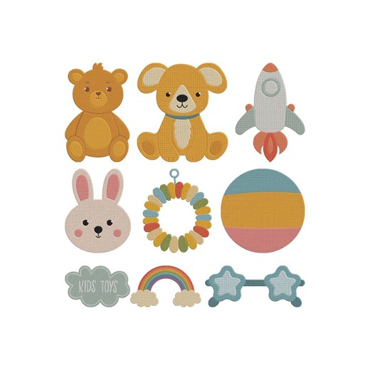 Baby Toys Embroidery Design, Nursery Kids Toy Machine Embroidery File, 9 Design, 5 Size, Instant Download - Etsy