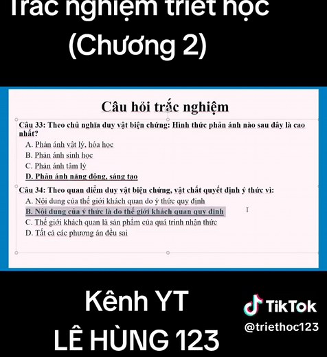 Trắc nghiệm triết học Mác - Lênin chương 2
