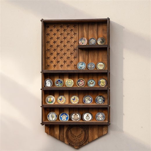 Military Coin Wall Display Case, Challenge Coin Display, Military Coin Holder, Military Coin Shadow Box, Military Coin Stand - Etsy