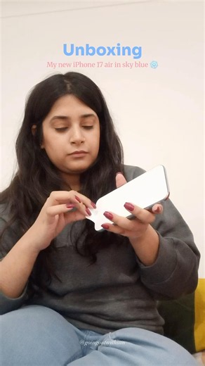 Meet my new iPhone 17 Air in Sky Blue—sleek, light, and so pretty 🩵 #unboxing #iphone17air