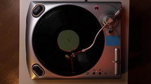 the end of the record on the vinyl player, the recording stops