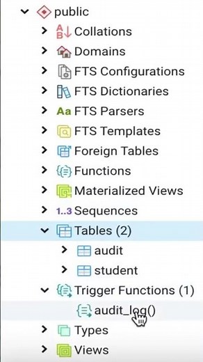 Triggers in postgres using pgAdmin