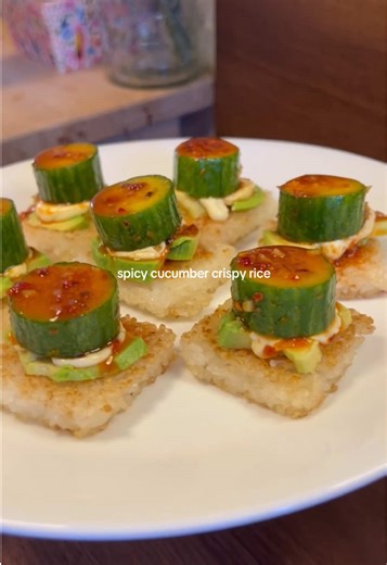 Super Bowl Spicy Cucumber Crispy Rice Recipe