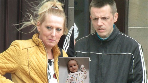 Smirking couple caged after  baby starved & left soaked in urine before he died