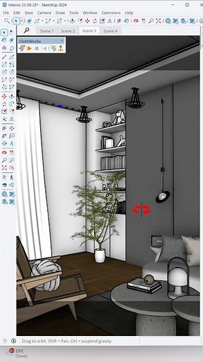 ✅Create curtain in Sketchup with this easy steps #sketchup #new #youtubeshorts #software #viralvideo