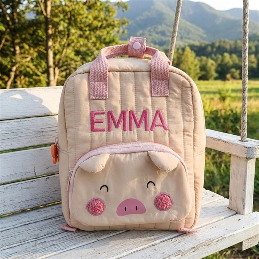 Custom Pink Pig Backpack for Children, Embroidered Name Bag,personalized Kids Bag,birthday or Back to School Gift for Boys Girls - Etsy