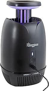 Sunnydaze Electric Mosquito Zapper with Fan and Violet Light - Bug Zapper Fly Trap - Indoor or Outdoor Use - Removable Collection Tray, Black, XPT-9981
