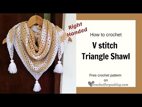 Crochet V Stitch Triangle Shawl for Beginners, Free Pattern + Tutorial