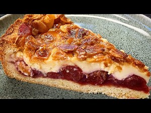 🌸🍒Vanille-Kirsch Kuchen mit knuspriger Mandelkruste und Sahne-Vanillepudding🥰wahnsinnig lecker😋
