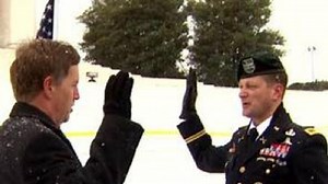 Army Lt. Colonel promoted in front of Jefferson Memorial