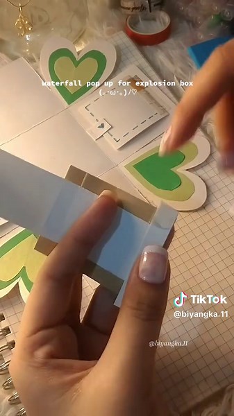 WATERFALL POP UP DESIGN FOR EXPLOSION BOX 🎁💗 diy gift idea for him 💚 #lovewins #forher #forhim #couplegoals #anniversary #monthsary #monthsarygift #handmade #gift #giftidea #crafts #idea #easy #romantic #single #relationship #love #hearts #couple #creative #art #diy #sothisislove #loveletter #fyp #tiktok #hopelessromantic #creatorsearchinsights