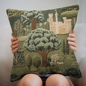 Medieval Castle Throw Pillow Cover: Vintage Storybook Cottagecore Decor - Etsy