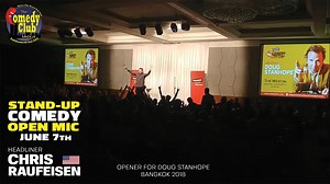 41 shares | June 7th we have stand-up comedy open mic at The Comedy Club Bangkok with the outrageously edgy headliner CHRIS RAUFEISEN, hand-picked opener for comedy legend DOUG STANHOPE! Featured is Thai via L.A comedian ANDY YP and with our ever more seasoned local comics & brand new talent! ฿250 advance at ComedyClubBangkok.com and The Royal Oak Pub. ฿400 on the door. | Comedy Club Bangkok | Facebook