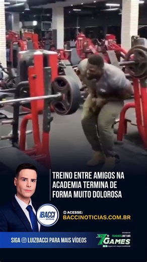 Luiz Bacci on Instagram: "Dois amigos treinavam supino em uma academia utilizando uma técnica com elástico preso à barra. No momento do revezamento, enquanto um deles ajustava o equipamento, o acessório escapou da mão e atingiu a parte íntima do outro, que sentiu dor imediatamente após o impacto. O rapaz foi amparado no local e, apesar do susto, não houve registro de ferimentos graves. ACESSE BACCINOTICIAS.COM.BR"