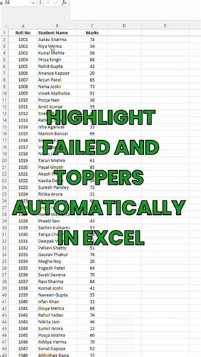 Excel Magic: Auto Color Student Marks Instantly #excel #spreadsheetmagic #excelformula