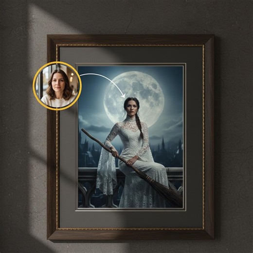 Custom Victorian Witch Portrait (Digital Download) Realistic Gothic Art, Victorian Witch, White Witch Art, Gothic Wall Decor.