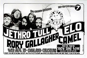 Aug 18, 1976: Jethro Tull / Electric Light Orchestra / Rory Gallagher / Camel at Oakland-Alameda County Coliseum Arena Oakland, California, United States | Concert Archives