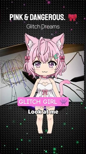she’s trapped in the glitch 🐾👾 #kawaii