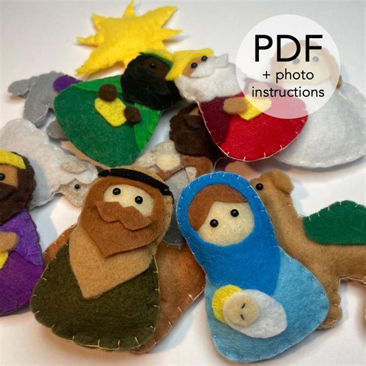 Christmas Nativity Scene Sewing Pattern | Simple Instructions PDF Gift Template Felt Handmade Decor Christian Festive Three Kings Ornament - Etsy