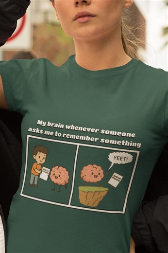 Funny Brain Meme T-shirt | Forgetful Humor Graphic Tee - Etsy