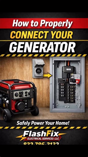Most people don’t know this ⚠️ Generator safety can save lives. This video is educational only and shows the correct, safe process. Never use a generator indoors. Knowledge is power. | FlashFix Electrical Services LLC