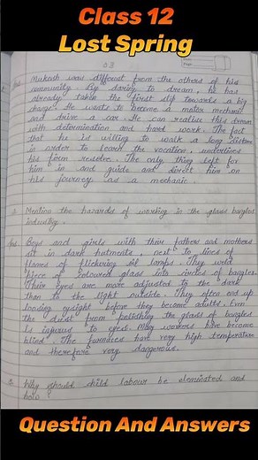 Lost Spring | Class 12 | Questions And Answers| Class 12 Flamingo Ch 2 Questions And Answers #shorts