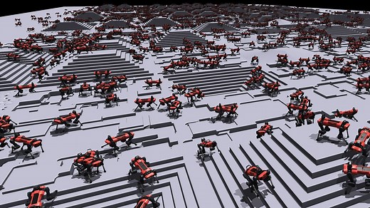 歩行するロボットの進化を、仮想環境でのシミュレーションが加速する