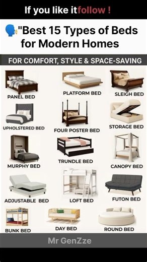 Best 15 Types of Beds for Modern Homes. #bedroomset #bedroomdesign