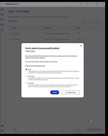 Deleted files can still be recovered. Shred them with Malwarebytes. | #shorts