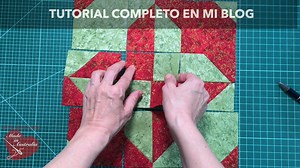 This is one of those blocks that start with two squares. It can be made in different sizes though for this demo I've chosen a 10" pre-cut, Fairy Frost in sparkly red and green by @Michael Miller Fabrics #makingitfun Full tutorial and fabric details: https://mypatchwork.wordpress.com/?p=14595 | TeresaDownUnder