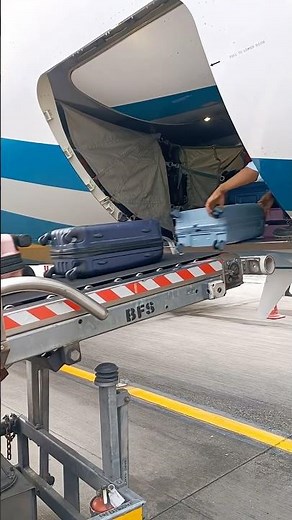 Pax baggage offloading from cargo hold #boeing737 #baggage #aviation
