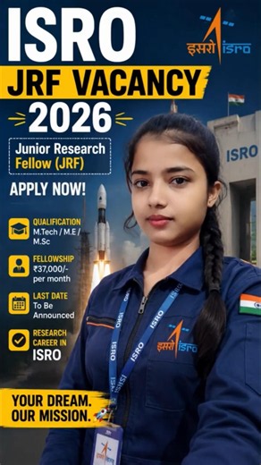 ISRO JRF Recruitment 2026 | Apply Online for Junior Research Fellow Posts ISRO JRF Vacancy 2026 |