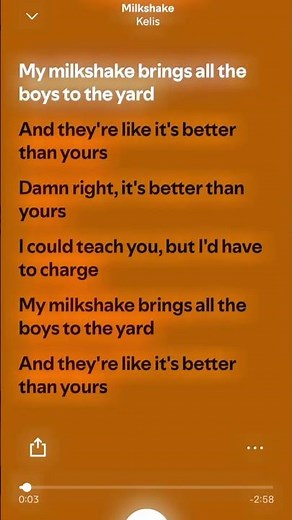 “Milkshake” - Kelis (official lyrics) #fyp #lyrics #spotify #music #audio #viral #trending #popular