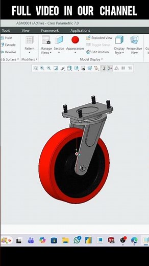 Caster wheel modelling in Creo 🤯 #shorts #animation