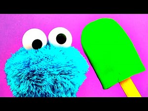 Play Doh Ice Cream Popsicle Surprise Cookie Monster Eats Ice-Cream & Counts Numbers Sesame FluffyJet