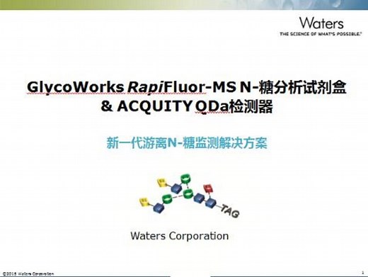 新一代快速游离N-糖监测解决方案——GlycoWorks RapiFluor-MS N-糖分析试剂盒与ACQUITY QDa质谱检测器 - Waters Videos