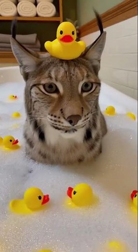 A Wild Lynx Living Its Best Life in a Bubble Bath! 🧼 #animals