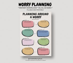 WORRY PLANNING Printable Worksheet for Kids Stress Management Journal Insert Planner for Children Social Work Tools Therapy School Counselor - Etsy