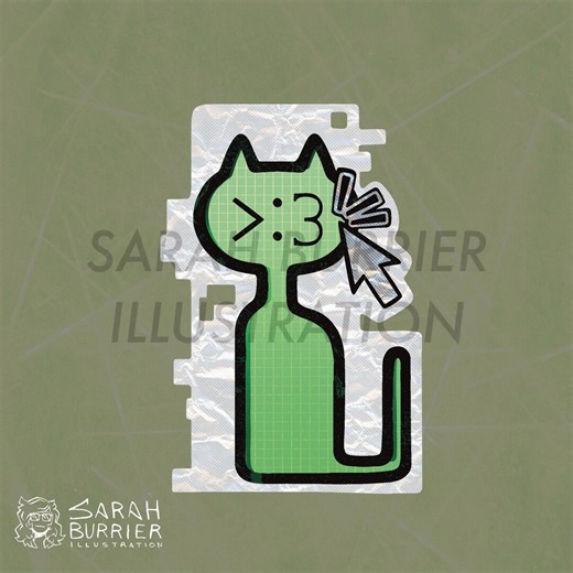 Waterproof Cyber Cat Sticker: Vintage Tech, Holographic Illusion - Etsy