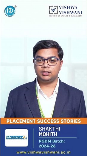Student Mohith Placement Success Story | Vishwa Vishwani Institute of Systems & Management