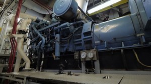 Manometers on diesel generator in engine room of ship