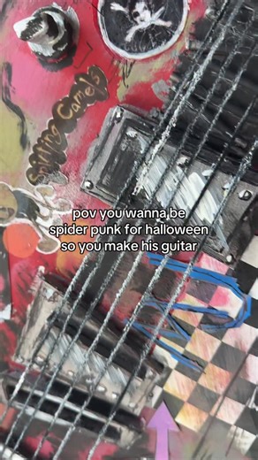 Tierra Mo’ney on Instagram: "Finished guitar 🕸️🤘🏾🎸 @marvel @disney #hobiebrown #spiderman #spiderpunk #cosplay #acrossthespiderverse #halloweencostumeideas #diycostume"